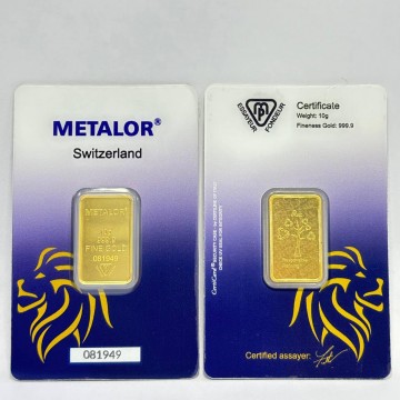 Best seller - Metalor 10g Gold Minted Bar (With Certificate)