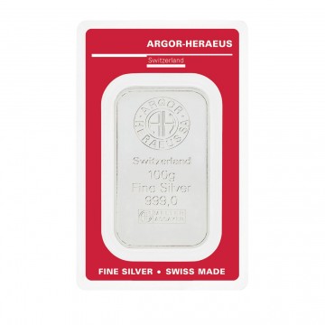 Argor Heraeus 100g Silver Minted Bar (With Certificate)