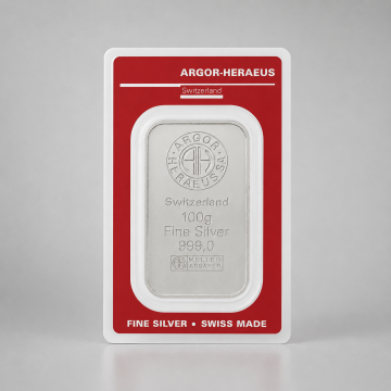 Argor Heraeus 100g Silver Minted Bar (With Certificate)