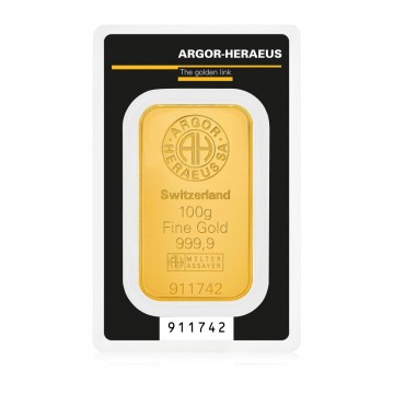 Argor Heraeus 100g Gold Minted Bar (With Certificate) - SPECIAL PROMO (Call for Special Price)