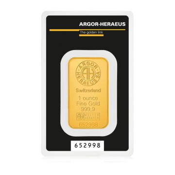 Argor Heraeus 1oz Gold Minted Bar (With Certificate) - SPECIAL PROMO (Call for Special Price)