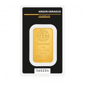 Argor Heraeus 20g Gold Minted Bar (With Certificate) - SPECIAL PROMO (Call for Special Price)