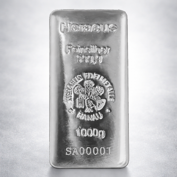 Heraeus 1kg Silver Cast Bar (With Certificate)