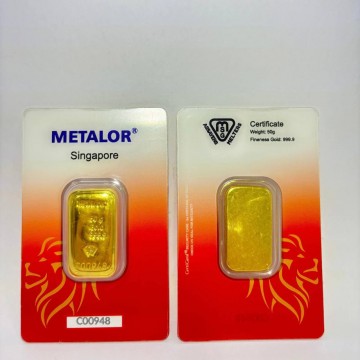Best Seller - Metalor 50g Gold Cast Bar (With Certificate) - SPECIAL PROMO (Call for Special Price)