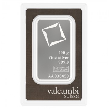 Valcambi Suisse 100g Silver Minted Bar (With Certificate) Valcambi Suisse 100g Silver Minted Bar (With Certificate)